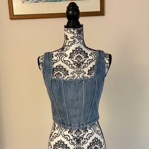 Lucky Blue Denim bustier crop tops